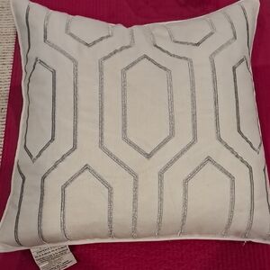 Elegant Silver and White Geometric Throw Pillow 19" X 19"